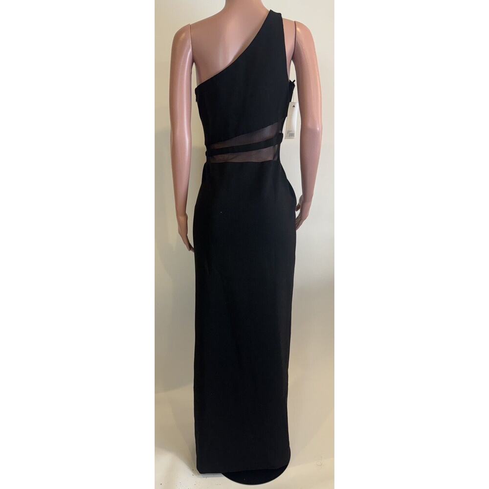 Likely Nolita Gown Womens 10 Black One Shoulder Long Dress Ponte Mesh Formal - Picture 4 of 16